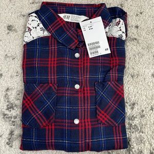 Girls H&M size 8-9 flannel shirt NWT